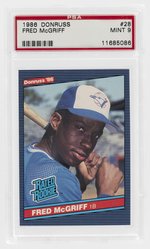 1986 DONRUSS #28 FRED McGRIFF (HOF) ROOKIE CARD PSA 9 MINT.