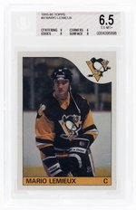 1985-86 TOPPS #9 MARIO LEMIEUX (HOF) ROOKIE CARD BECKETT 6.5 EX-MINT+.