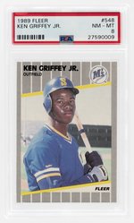 1989 FLEER #548 KEN GRIFFEY JR. (HOF) ROOKIE CARD PSA 8 NM-MINT.