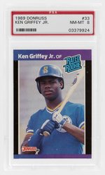 1989 DONRUSS #33 KEN GRIFFEY JR. (HOF) ROOKIE CARD PSA 8 NM-MINT.