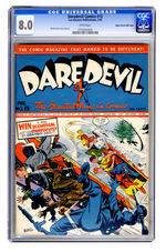 DAREDEVIL COMICS #15 FEBRUARY 1943 CGC 8.0 WHITE PAGES MILE HIGH COPY.