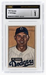 1951 BOWMAN #7 GIL HODGES (HOF) CSG 1 POOR.