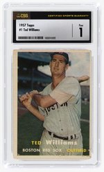 1957 TOPPS #1 TED WILLIAMS (HOF) CSG 1 POOR.