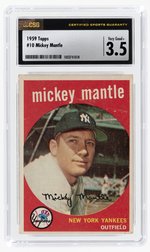 1959 TOPPS #10 MICKEY MANTLE (HOF) CSG 3.5 VERY GOOD+.