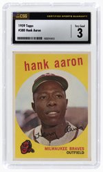 1959 TOPPS #380 HANK AARON (HOF) CSG 3 VERY GOOD.