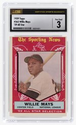 1959 TOPPS #563 WILLIE MAYS '59 ALL STAR (HOF) CSG 3 VERY GOOD.