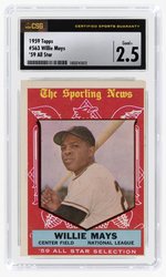 1959 TOPPS #563 WILLIE MAYS '59 ALL STAR (HOF) CSG 2.5 GOOD+.