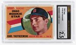 1960 TOPPS #148 CARL YASTRZEMSKI (HOF) ROOKIE CARD CSG 2.5 GOOD+.