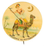 "WELCOME TO PITTSBURGH" LARGE CHOICE COLOR CELLULOID FROM 1898 KNIGHTS TEMPLAR CONVENTION.