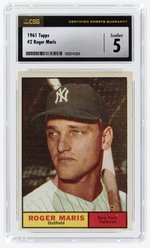 1961 TOPPS #2 ROGER MARIS CSG 5 EXCELLENT.