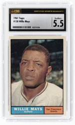 1961 TOPPS #150 WILLIE MAYS (HOF) CSG 5.5 EXCELLENT+.