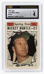 1961 TOPPS #578 MICKEY MANTLE ALL STAR (HOF) CSG 4 VG/EX.