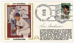 1989 LOU BOUDREAU (HOF) SIGNED FIRST DAY COVER SILK CACHE "COOPERSTOWN".