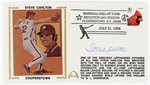 1994 STEVE CARLTON (HOF) SIGNED FIRST DAY COVER SILK CACHE "COOPERSTOWN".