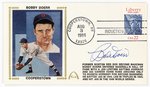 1986 BOBBY DOERR (HOF) SIGNED FIRST DAY COVER SILK CACHE "COOPERSTOWN".