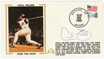 1990 CECIL FIELDER SIGNED FIRST DAY COVER SILK CACHE "OVER THE ROOF".