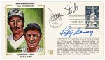 1983 LEFTY GOMEZ (HOF)- DAVE STIEB SIGNED FIRST DAY COVER SILK CACHE "50TH ANNIVERSARY ALL-STAR GAME".