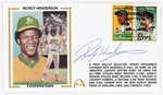 2009 RICKEY HENDERSON (HOF) SIGNED FIRST DAY COVER SILK CACHE "COOPERSTOWN".