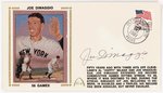 1991 JOE DiMAGGIO (HOF) SIGNED FIRST DAY COVER SILK CACHE "56 GAMES".