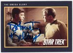 STAR TREK - DR. McCOY ACTOR DeFOREST KELLEY SIGNED TRADING CARD.