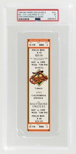 1995 BALTIMORE ORIOLES SEPTEMBER 6TH FULL TICKET PSA 5 EX.