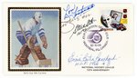 1992 MULTI SIGNED HOCKEY (HOF) FIRST DAY COVER SILK CACHE "BULL'S EYE".