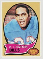 O.J. SIMPSON (HOF) SIGNED 1970 TOPPS ROOKIE CARD #90.