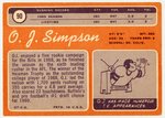 O.J. SIMPSON (HOF) SIGNED 1970 TOPPS ROOKIE CARD #90.