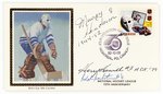 1992 MULTI SIGNED HOCKEY (HOF) FIRST DAY COVER SILK CACHE "BULL'S EYE".