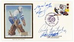 1992 MULTI SIGNED HOCKEY (HOF) FIRST DAY COVER SILK CACHE "BULL'S EYE".