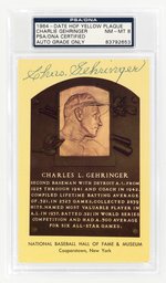 CHARLES GEHRINGER (HOF) SIGNED HOF POSTCARD PSA/DNA NM/MINT 8 (AUTO GRADE ONLY).