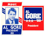 AL GORE 1988 FOR PRESIDENT LOT OF 5 PLUS SENATOR NAME CARD.