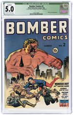 BOMBER COMICS #2 SUMMER 1944 CGC QUALIFIED 5.0 VG/FINE.