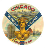 "CHICAGO" SUPERB COLOR CITY PROMOTIONAL BUTTON.