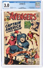 AVENGERS #4 MARCH 1964 CGC 3.0 GOOD/VG (FIRST SILVER AGE CAPTAIN AMERICA).