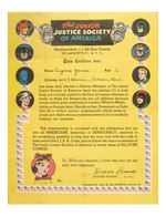 "JUNIOR JUSTICE SOCIETY OF AMERICA" CLUB KIT CERTIFICATE.