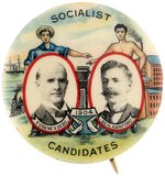 DEBS & HANFORD GRAPHIC 1904 SOCIALIST PARTY JUGATE BUTTON.