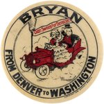 BRYAN FROM DENVER TO WASHINGTON CARTOON BUTTON HAKE #3279.