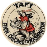 TAFT FROM CHICAGO TO WASHINGTON CARTOON ELEPHANT BUTTON HAKE #3177.