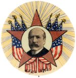 PARKER STAR & AMERICAN FLAGS FULL COLOR PORTRAIT BUTTON HAKE #65.