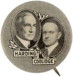 HARDING & COOLIDGE 1920 REPUBLICAN CAMPAIGN JUGATE BUTTON HAKE #26.