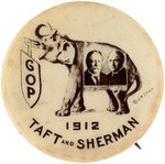 TAFT & SHERMAN GOP ELEPHANT GRAPHIC 1912 JUGATE BUTTON HAKE #3136.