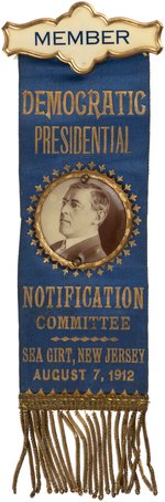 WILSON RARE PRESIDENTIAL NOTIFICATION COMMITTEE SEA GIRT, NEW JERSEY RIBBON BADGE.