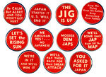 ANTI-AXIS COLLECTION OF 11 SCARCE SLOGAN BUTTONS.