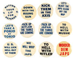 COLLECTION OF 12 ANTI-AXIS SLOGAN BUTTONS.