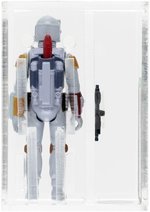 TRI-LOGO STAR WARS: RETURN OF THE JEDI (1984) - LOOSE ACTION FIGURE BOBA FETT AFA 80 NM (LIGHT BLUE/UNPAINTED KNEE).