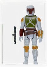 TRI-LOGO STAR WARS: RETURN OF THE JEDI (1984) - LOOSE ACTION FIGURE BOBA FETT AFA 80 NM (LIGHT BLUE/PAINTED KNEE).