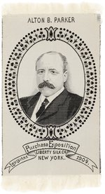 PARKER & ROOSEVELT PAIR OF 1904 EXPO WOVEN SILK PORTRAIT RIBBONS.