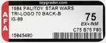 PALITOY STAR WARS: RETURN OF THE JEDI (1984) - IG-88 TRI-LOGO 70 BACK-B AFA 75 EX+/NM.