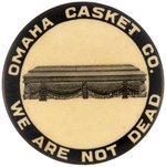 WONDERFUL C. 1910 'ICE BREAKER' ADVERTISING BUTTON FROM "OMAHA CASKET CO./WE ARE NOT DEAD" AND BUTTON POWER BOOK PHOTO EXAMPLE .